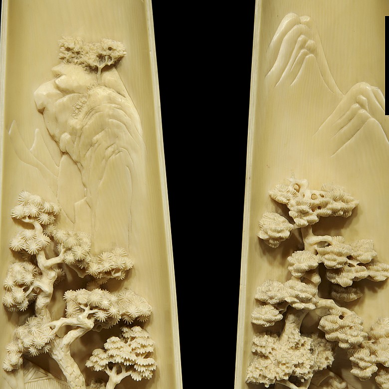 Pair of ivory armrests, early 20th century