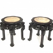 Pair of wooden stools, 20th century