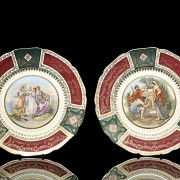 Pareja de platos de porcelana, JWK Carlsbad Bavaria, s.XX - 10