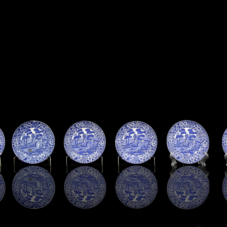 Blue and white porcelain coffee set, 20th century - 2