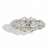 Platinum plate brooch with diamonds