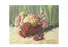 Vicente Romero (20th century) ‘Bouquet of carnations’ 1935