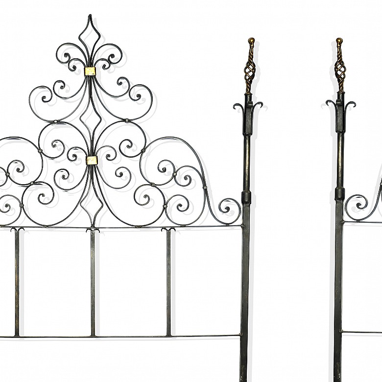 Pair of iron headboards, 20th century