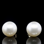 Yellow gold earrings with Australian pearl