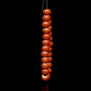 Red glass bead necklace, late Qing dynasty - 4