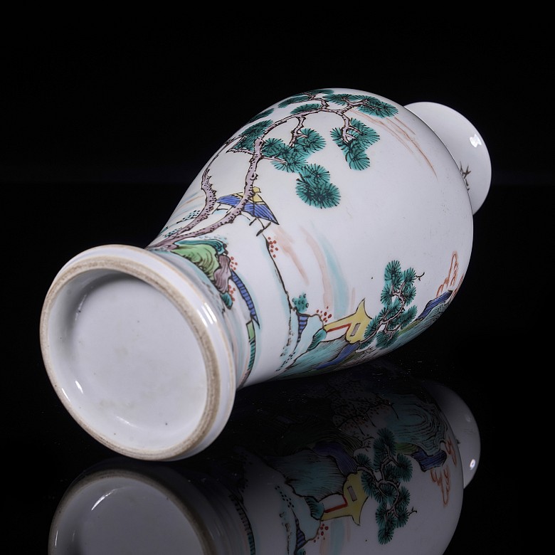 Porcelain vase ‘Landscape’, green family, Qing dynasty