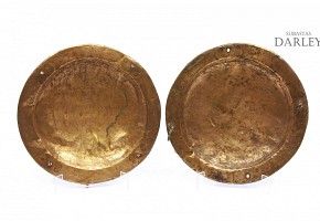 Pair of copper plates, 20th century