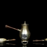 Three silver objects with wooden handles, 20th century