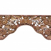 Lot of six decorative carved wooden details, Peranakan, early 20th century