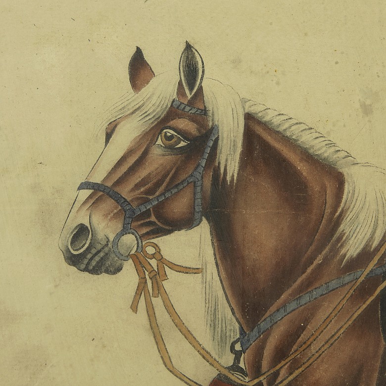 Chinese painting ‘Horse and writing’, 20th century