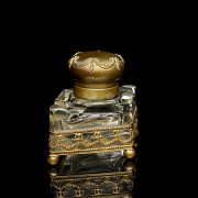 Glass and bronze rhomboid writing desk, Napoleon II style, 19th century - 1