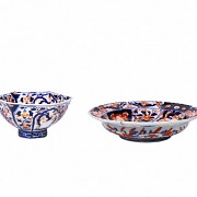 Cuenco y plato de porcelana Imari, Japón