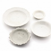 Lot of white glazed porcelain plates, Ming dynasty, 17th century