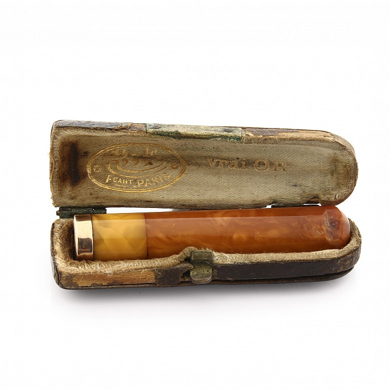 Amber and gold mouthpiece, 19th century