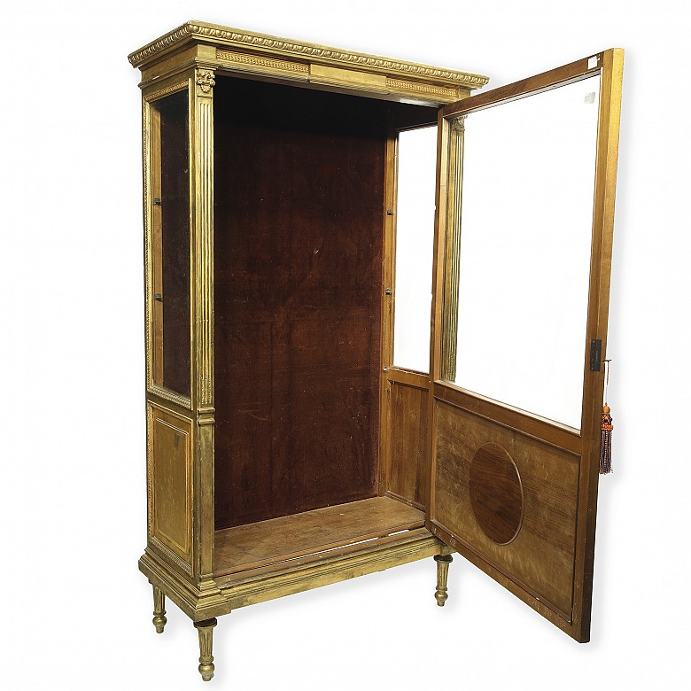 Louis XVI style gilded wood display cabinet, 20th century