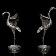 Pair of silver herons, 20th century