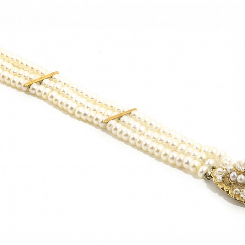 Pulsera de perlas en oro amarillo 18 k