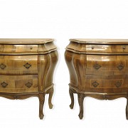 Pair of ‘Rococo’ wooden chests of drawers, Italian style, 20th century