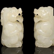 Pair of white jade bears, Eastern Han Dynasty