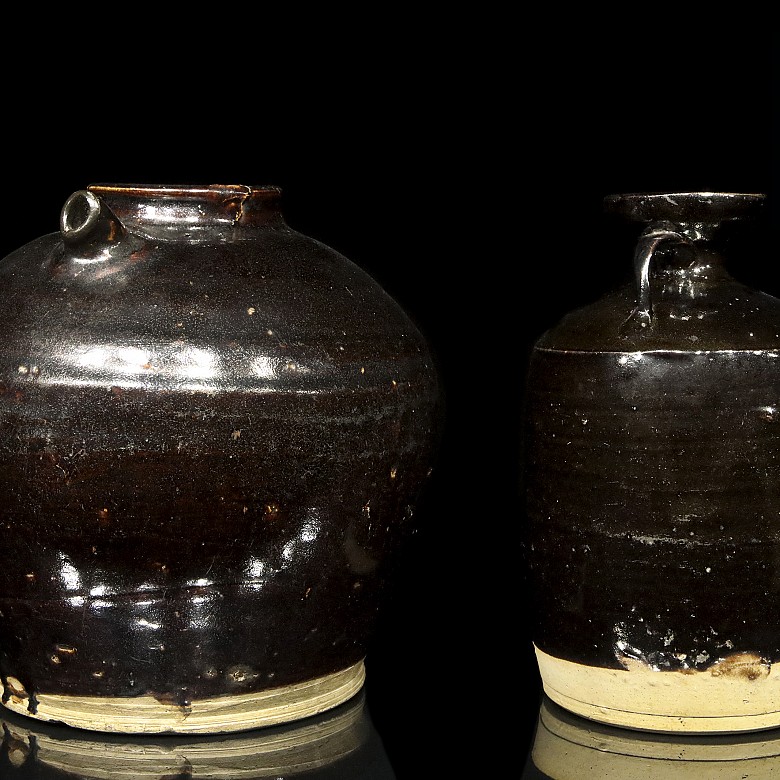 Set of black glazed vessels, 20th century