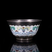 Small porcelain and silver ‘Doucai’ bowl with Yongzheng hallmark