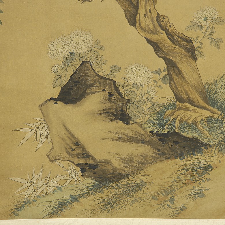 Painting “Tree in the mountain”, with Lyùn Shòu Píng signature - 4