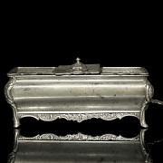 J. Hoofmans, Louis XIV style pewter writing desk, 19th century