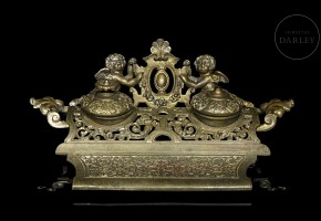 Double writing desk “Couple of angels” Louis XIV style, late XIX century