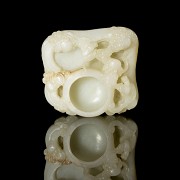 Carved jade brush container ‘Bats and Clouds’, Qing dynasty