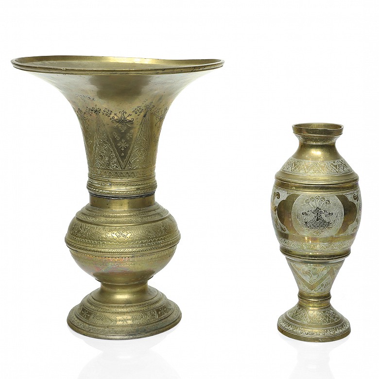 Two brass vases, Indonesia, 19th - 20th century