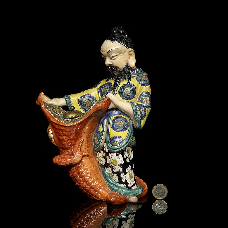 Chinese porcelain scrivener “Man with crocodile” 20th century