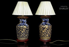 Pair of chinese porcelain lamps, 20th century