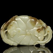 Jade brush container with reliefs, 20th Century