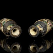 Pair of small Nanking vases, ‘Warriors’, 20th century