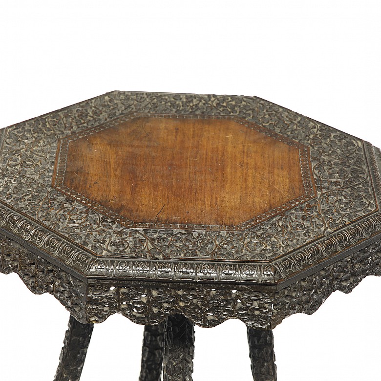 Asian carved wooden side table, 19th century