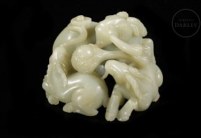 Jade figurine ‘Three Rams’, Qing dynasty