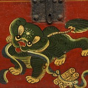 Tibetan polychrome wooden box, 19th-20th century