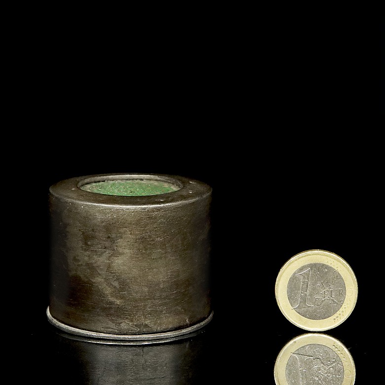 A pewter ring box, Qing dynasty, 19th century