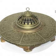 Brass and wood brazier, 19th century