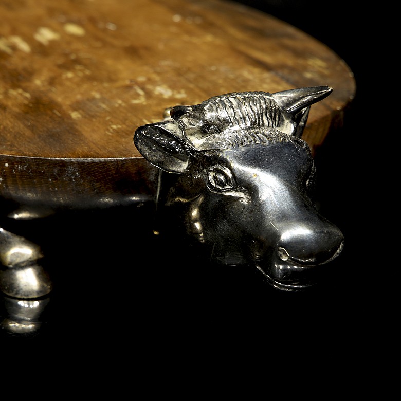 Metal and wooden charcuterie tray, 20th century