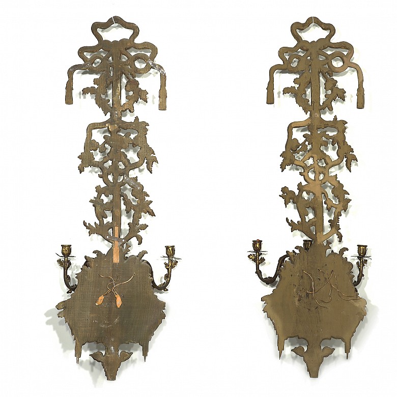 Pareja de grandes candelabros de pared, S.XIX-XX