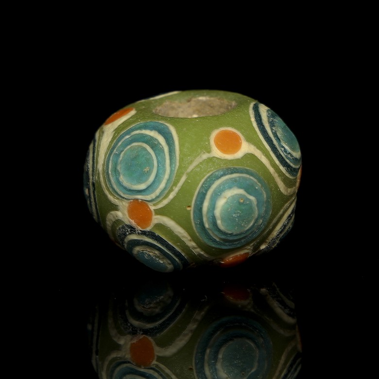 Green enamel bead, Warring States Period