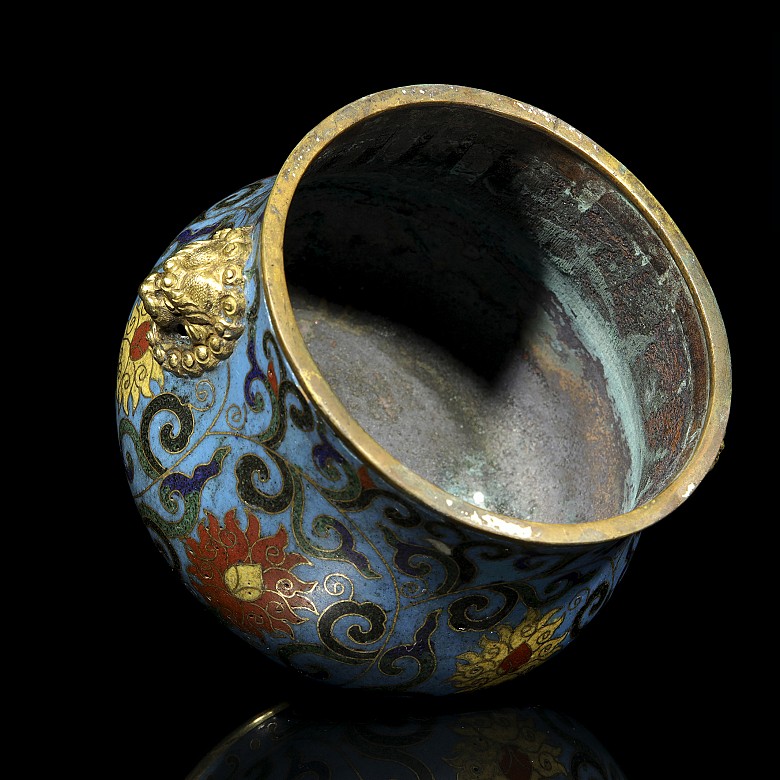 Small cloisonné bronze censer, with Kangxi mark