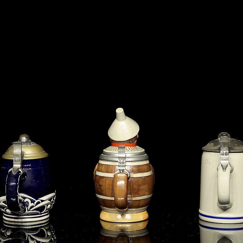 Three German ceramic beer steins, 20th century