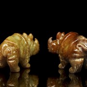 Pair of jade rhinoceroses, Tang dynasty