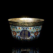 Bronze cup with cloisonné enamel, 20th century