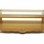 Mesa rectangular de roble con cristal