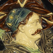 Large majolica portrait dish, 19th century