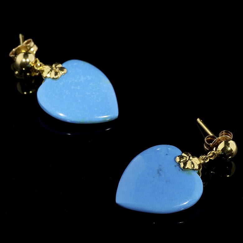 Yellow gold earrings with turquoise