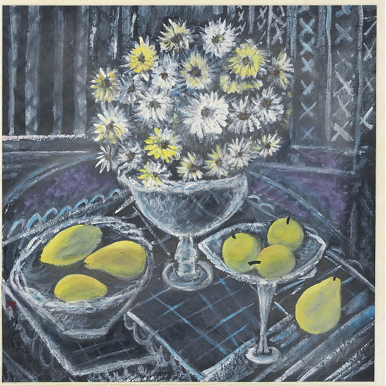 Lin Fengmian (1900-1991) ‘Still life with chrysanthemums and pears’, 20th century